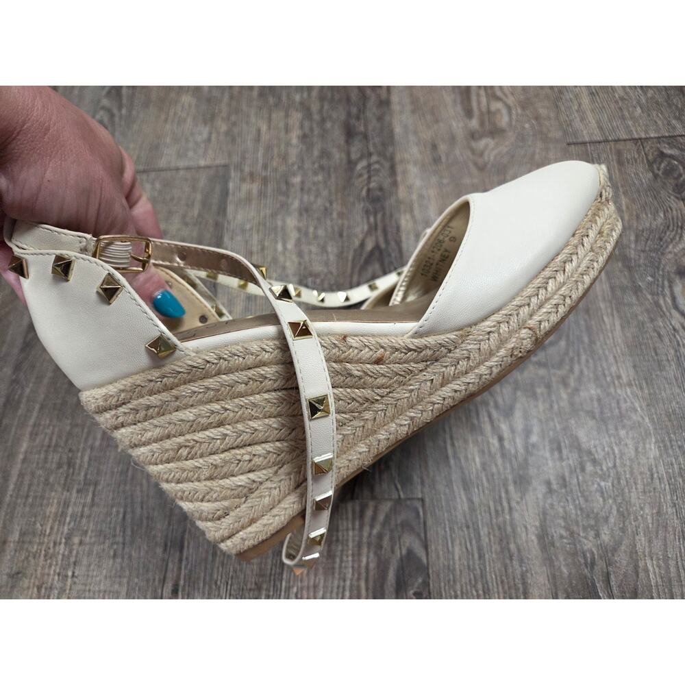 SHUSHOP espadrille wedge sandals Whitney Heels Gold Studs Shoes Size 9 - Picture 7 of 8